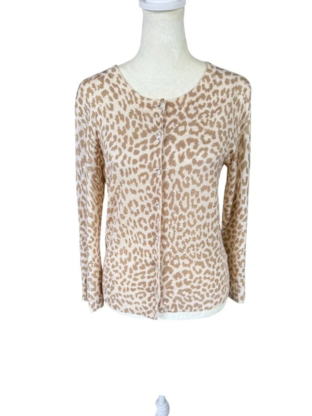 J. Crew women's tan and white leopard print 3/4 sleeve sweater size S?